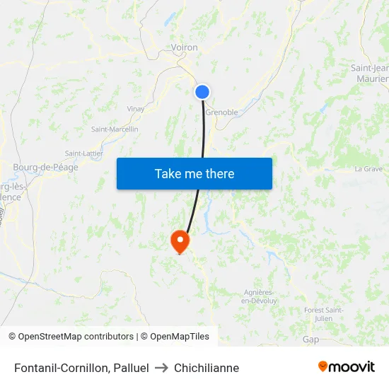 Fontanil-Cornillon, Palluel to Chichilianne map