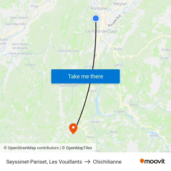 Seyssinet-Pariset, Les Vouillants to Chichilianne map