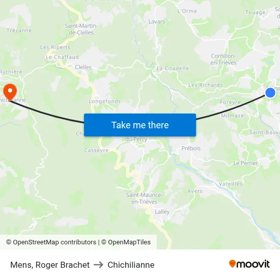 Mens, Roger Brachet to Chichilianne map