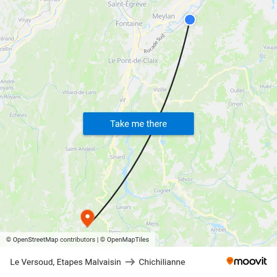 Le Versoud, Etapes Malvaisin to Chichilianne map