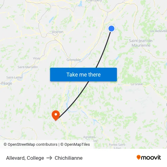 Allevard, College to Chichilianne map