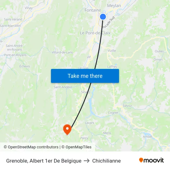 Grenoble, Albert 1er De Belgique to Chichilianne map