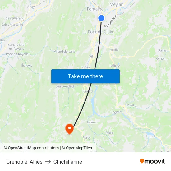 Grenoble, Alliés to Chichilianne map
