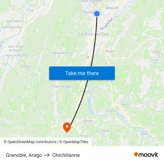 Grenoble, Arago to Chichilianne map