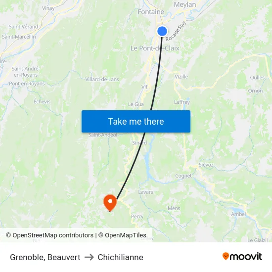 Grenoble, Beauvert to Chichilianne map