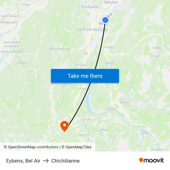 Eybens, Bel Air to Chichilianne map