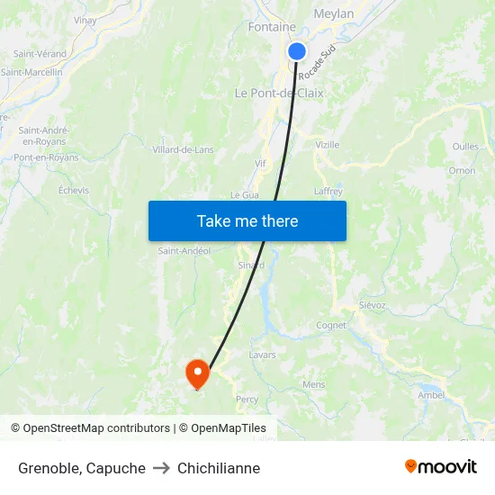 Grenoble, Capuche to Chichilianne map