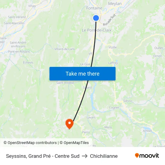 Seyssins, Grand Pré - Centre Sud to Chichilianne map