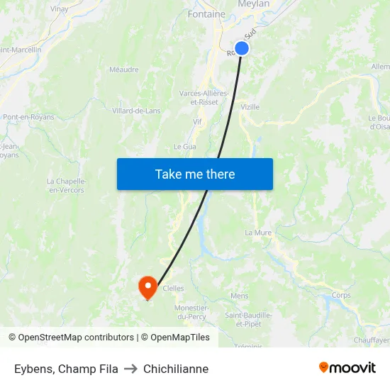 Eybens, Champ Fila to Chichilianne map
