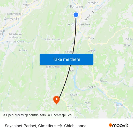 Seyssinet-Pariset, Cimetière to Chichilianne map