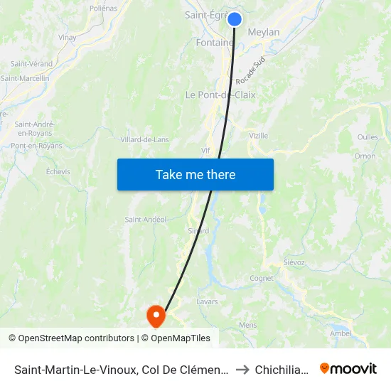 Saint-Martin-Le-Vinoux, Col De Clémencières to Chichilianne map