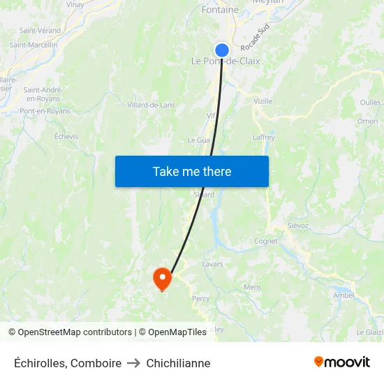 Échirolles, Comboire to Chichilianne map