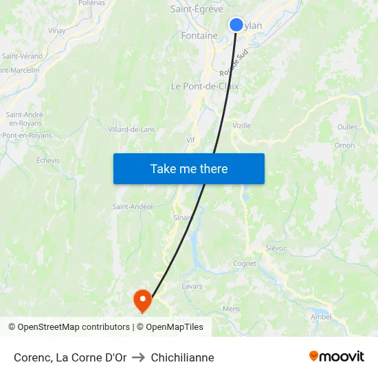 Corenc, La Corne D'Or to Chichilianne map