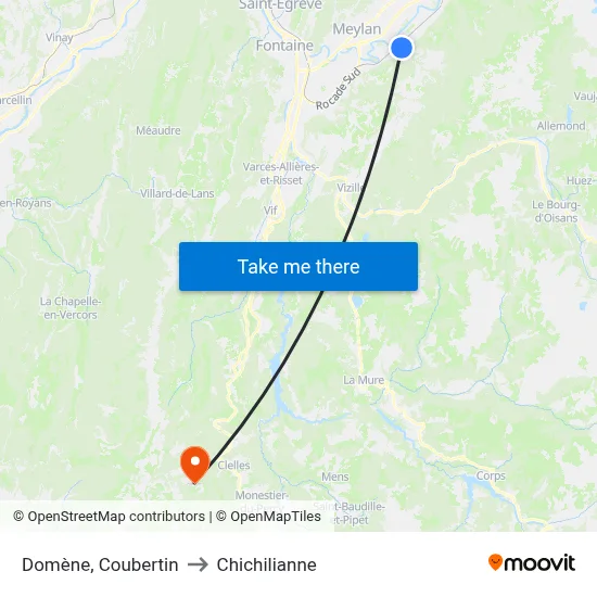 Domène, Coubertin to Chichilianne map