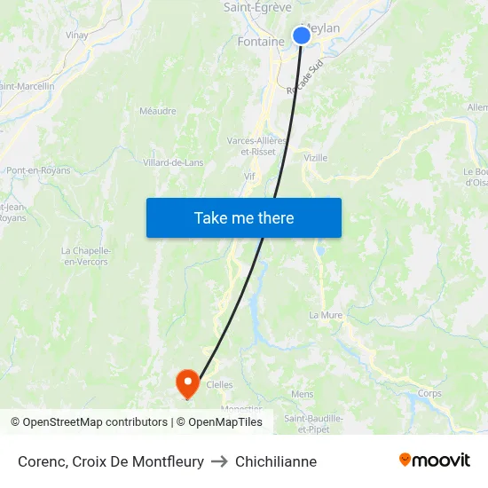 Corenc, Croix De Montfleury to Chichilianne map
