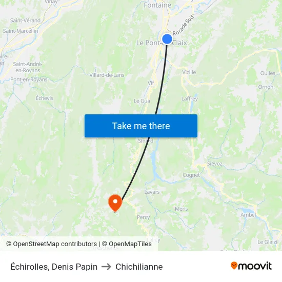 Échirolles, Denis Papin to Chichilianne map
