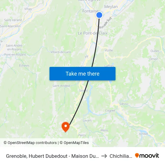 Grenoble, Hubert Dubedout - Maison Du Tourisme to Chichilianne map