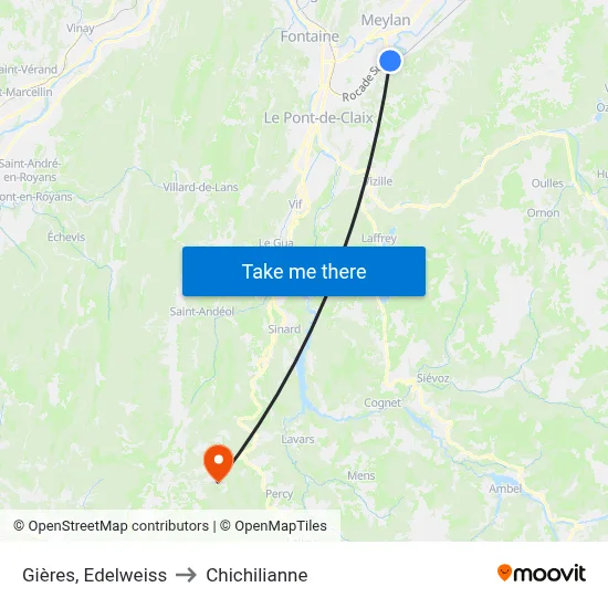 Gières, Edelweiss to Chichilianne map