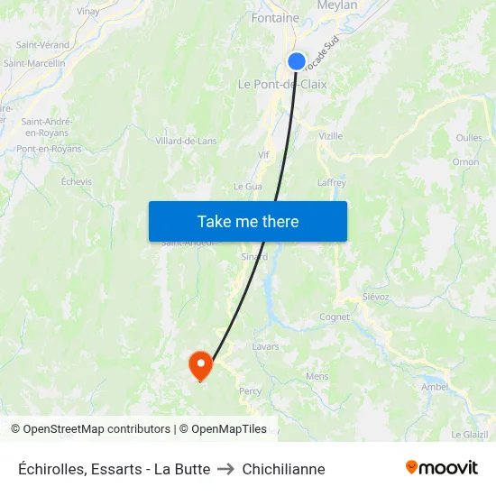 Échirolles, Essarts - La Butte to Chichilianne map