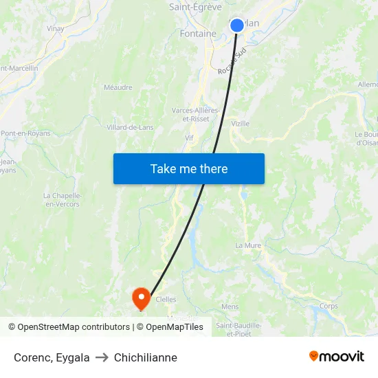 Corenc, Eygala to Chichilianne map