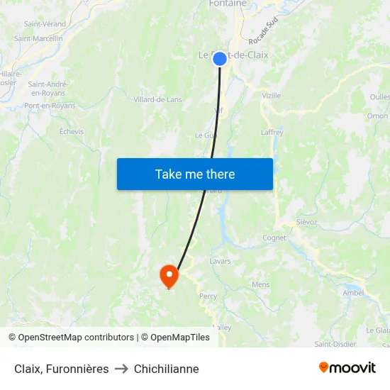 Claix, Furonnières to Chichilianne map