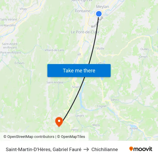 Saint-Martin-D'Hères, Gabriel Fauré to Chichilianne map