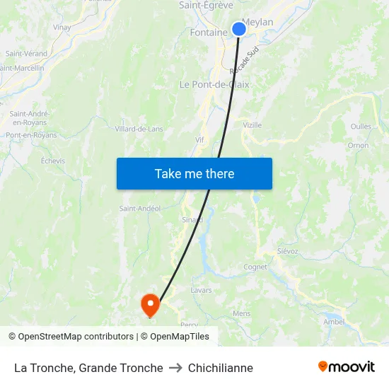 La Tronche, Grande Tronche to Chichilianne map