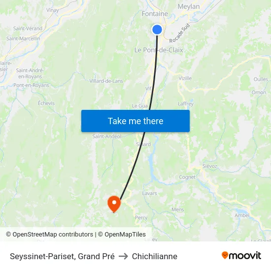 Seyssinet-Pariset, Grand Pré to Chichilianne map