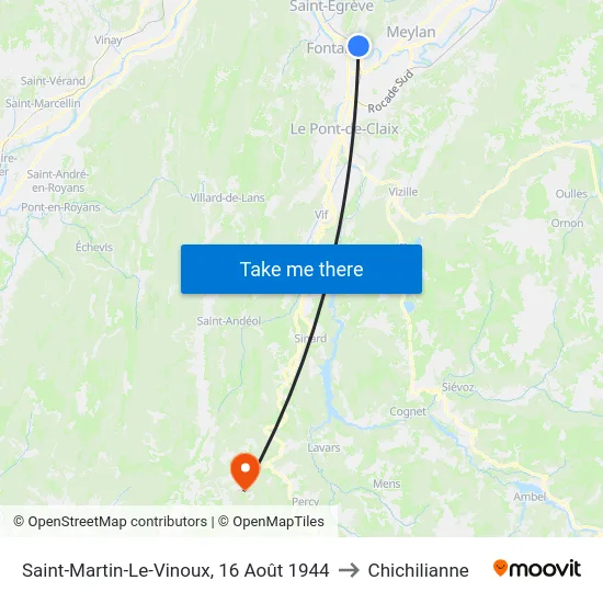 Saint-Martin-Le-Vinoux, 16 Août 1944 to Chichilianne map