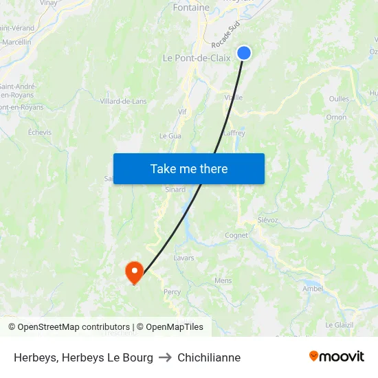 Herbeys, Herbeys Le Bourg to Chichilianne map