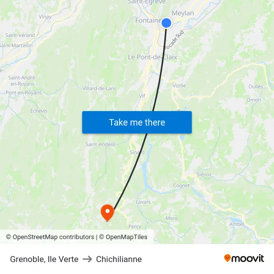 Grenoble, Ile Verte to Chichilianne map