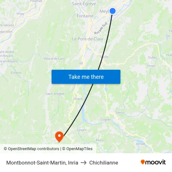 Montbonnot-Saint-Martin, Inria to Chichilianne map