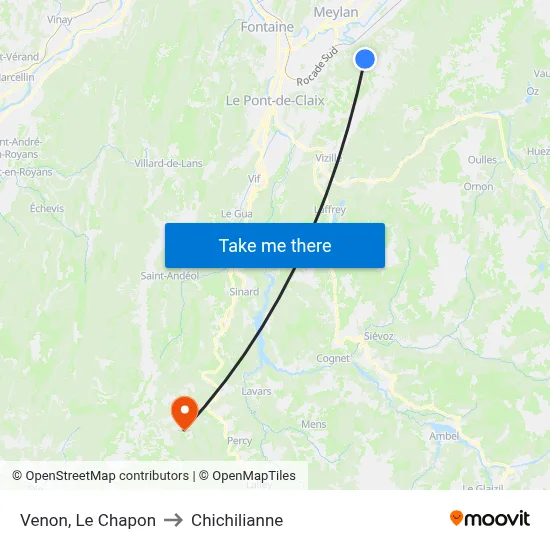Venon, Le Chapon to Chichilianne map