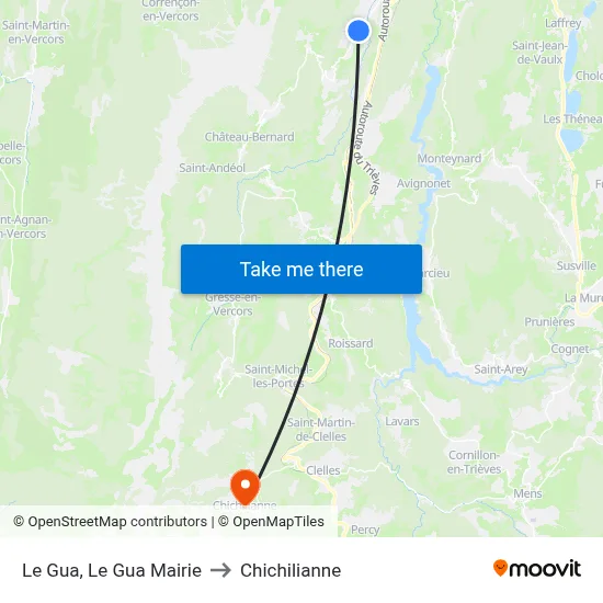 Le Gua, Le Gua Mairie to Chichilianne map