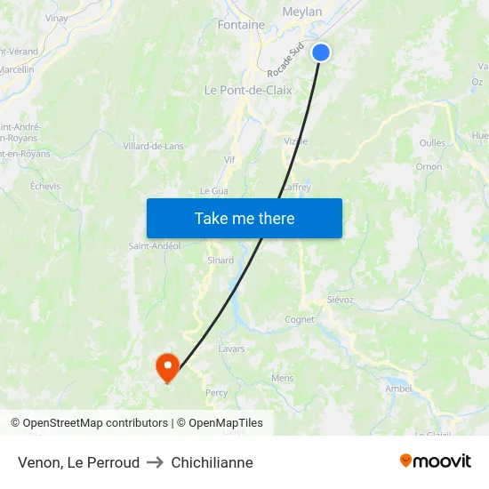 Venon, Le Perroud to Chichilianne map