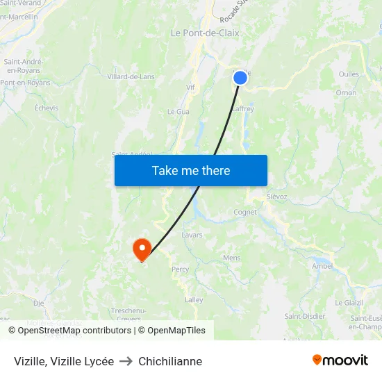 Vizille, Vizille Lycée to Chichilianne map