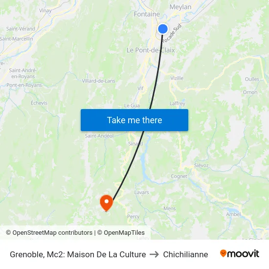 Grenoble, Mc2: Maison De La Culture to Chichilianne map