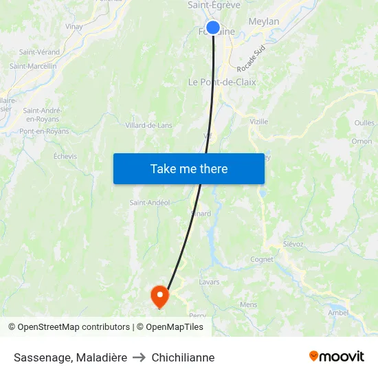 Sassenage, Maladière to Chichilianne map