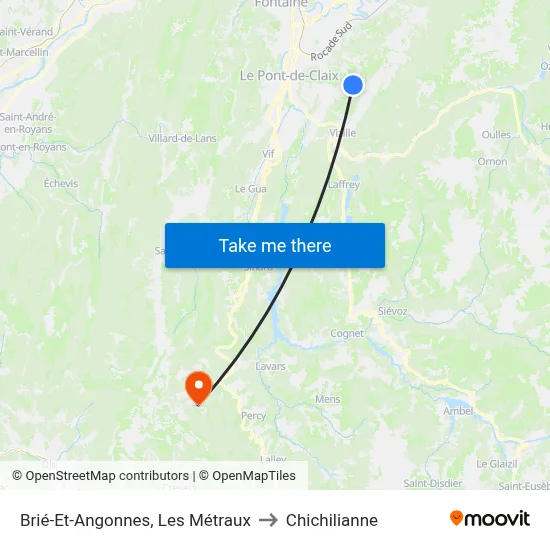 Brié-Et-Angonnes, Les Métraux to Chichilianne map