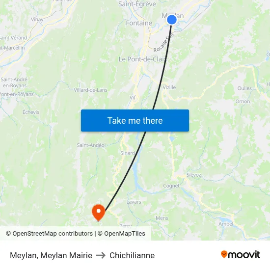 Meylan, Meylan Mairie to Chichilianne map