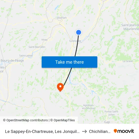 Le Sappey-En-Chartreuse, Les Jonquilles to Chichilianne map