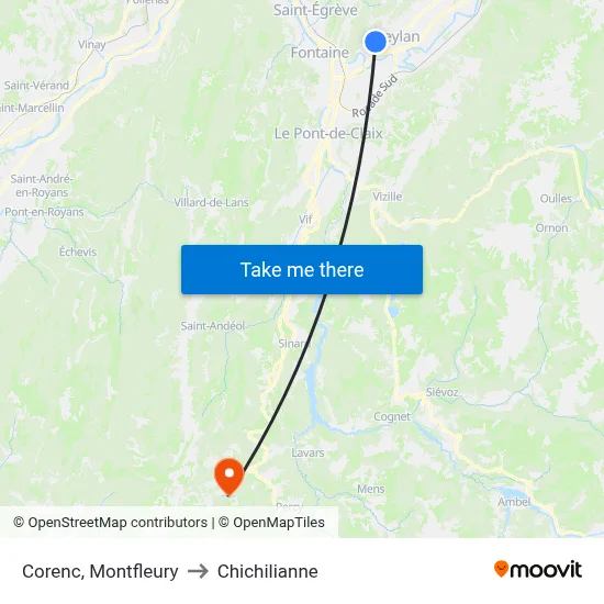 Corenc, Montfleury to Chichilianne map
