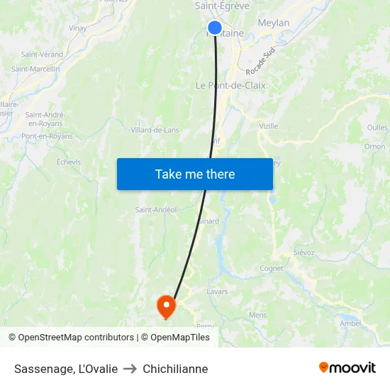 Sassenage, L'Ovalie to Chichilianne map