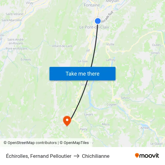 Échirolles, Fernand Pelloutier to Chichilianne map