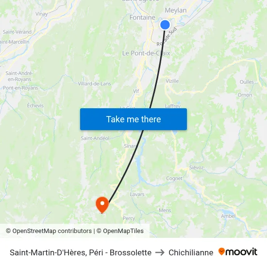 Saint-Martin-D'Hères, Péri - Brossolette to Chichilianne map