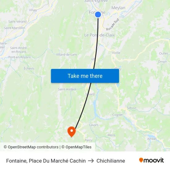 Fontaine, Place Du Marché Cachin to Chichilianne map