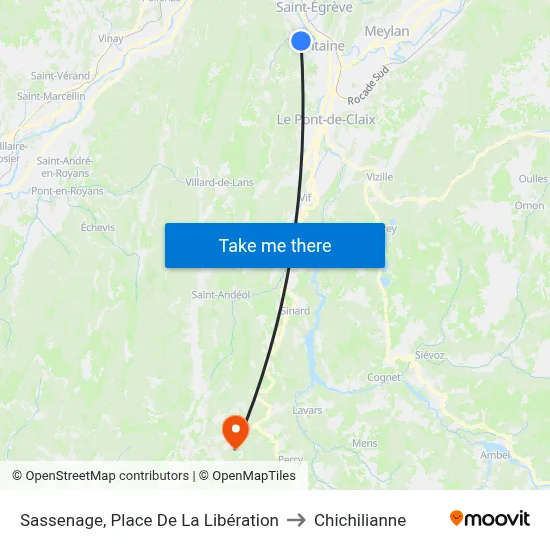 Sassenage, Place De La Libération to Chichilianne map