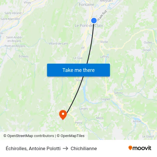 Échirolles, Antoine Polotti to Chichilianne map