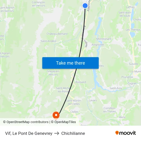 Vif, Le Pont De Genevrey to Chichilianne map