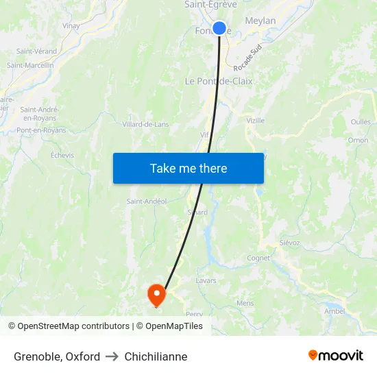 Grenoble, Oxford to Chichilianne map
